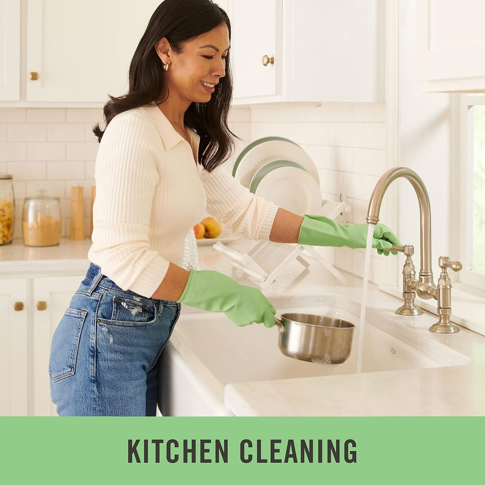 Medline Aloe-Infused Cleaning Gloves. Reusable Latex Gloves for Household Cleaning. Flocklined Cleaning Gloves