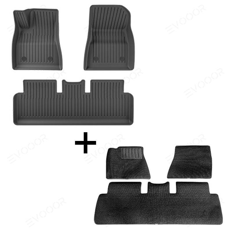 2024 Model 3 Highland Floor Mats All Weather Double Layer Flocking Tpe For Tesla