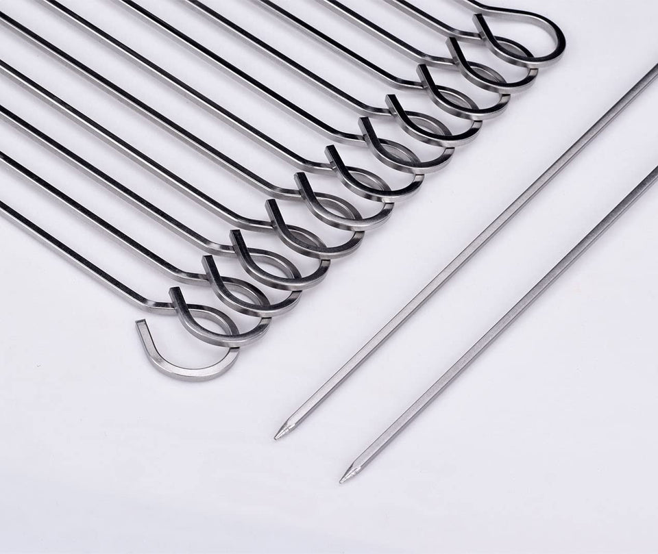 12 Inch Barbecue Skewers Metal BBQ Sticks.12Pack Stainless Steel Square Skewer.Kebob.Kabob Sets for Grill Outings Cooking (BBQ Skewers Square 12Inch-12P)