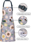 2 Pack Floral Apron for Women with Pockets. Adjustable Cotton Chef Aprons for Kitchen. Cooking. BBQ & Grill