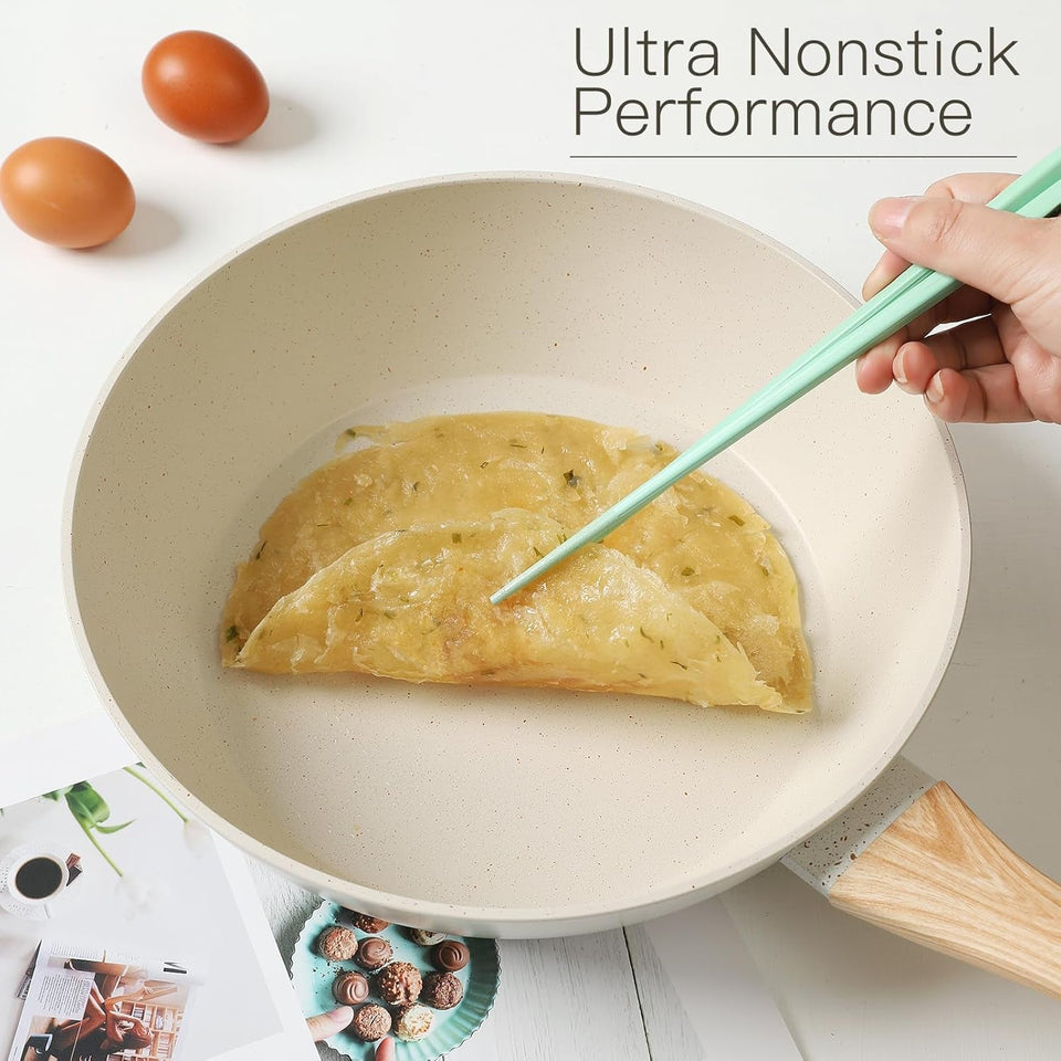 16PCS Pots and Pans Set Non Stick Cookware Set Nonstick with Cooking Set (White. 16Pieces)