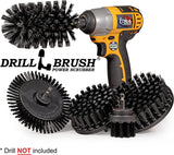 - 4 Piece Black Drillbrush Ultra Stiff Cleaning Brush Set - Metal Brush for Drill Alternative - Grill Brush for Cordless Drill - Grill Grate Cleaner Brush