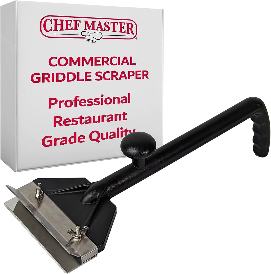 Commercial Griddle Scraper. Flat Iron Grill Griddle Scraper. Professional Restaurant Grade Quality. Blackstone Grill Griddle Scraper. Long Handle for Added Protection. Model 90254