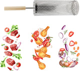 2Pcs Large Nesting Rolling Grill Baskets for Outdoor Grill. USA Based. Commercial Grade. 304 Stainless Steel BBQ round Grilling Baskets with Wood Handles Set with Oil Pourer/Brush and Grill Glove