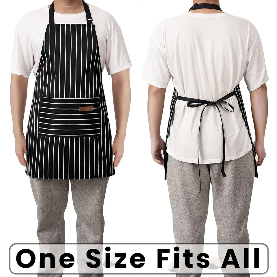 2 Pack Adjustable Bib Apron with 2 Pockets Chef Cooking Kitchen Restaurant Aprons for Women Men