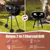 18 Inch Charcoal Grill. Hasteel 2-In-1 Kettle Outdoor Barbecue Grill. Portable Black BBQ Grill for Camping/Backyard/Patio/Picnic. Porcelain-Enameled Lid & Fire Bowl. 254.SQ.IN Cooking Area. 13-Piece