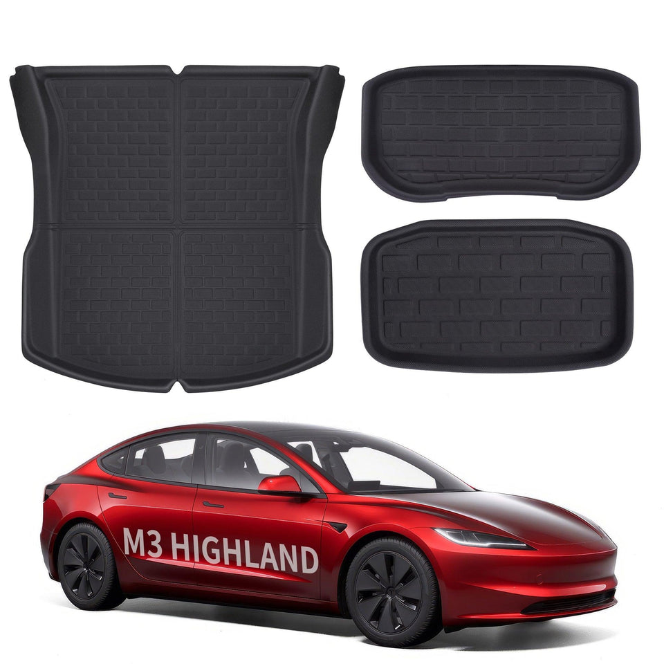 2024+ Model 3 Highland All Weather XPE Interior Floor Mats Cargo Liners Set for Tesla