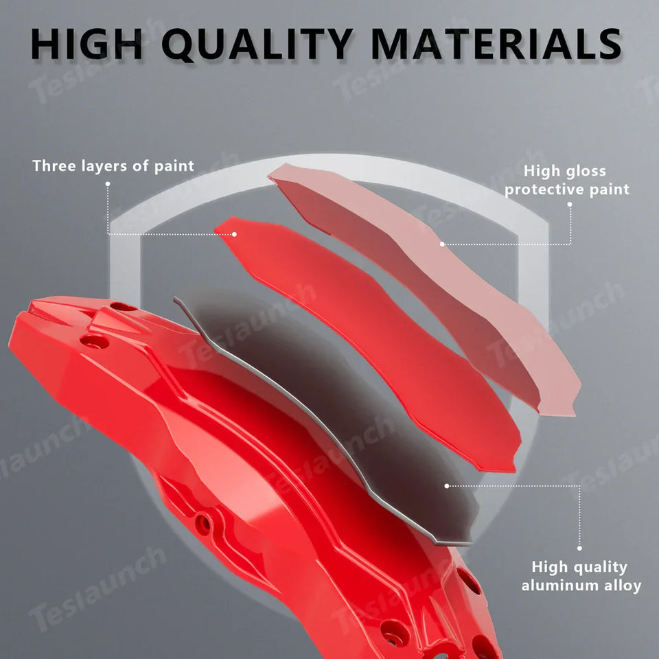 Set of 4 Red Brake Caliper Covers for Tesla Model Y - Enhanced Style for 2025+ Models