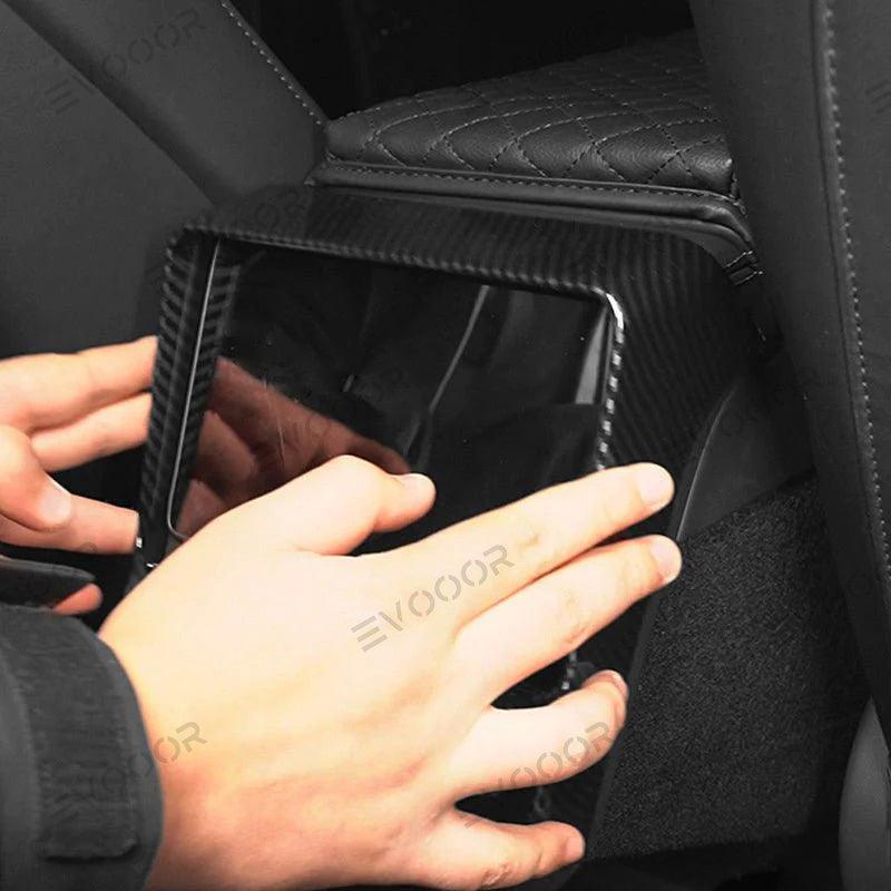 2024 Model 3 Highland Plaid Rear Air Vent Screen Protector Frame (Carbon Fiber Pattern ABS) For Tesla