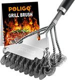 BBQ Grill Cleaning Brush Bristle Free & Scraper - Triple Helix Design Barbecue Cleaner - Non-Bristle Grill Brush and Scraper Safe for Gas Charcoal Porcelain Grills - Ideal Grill Tools Gift