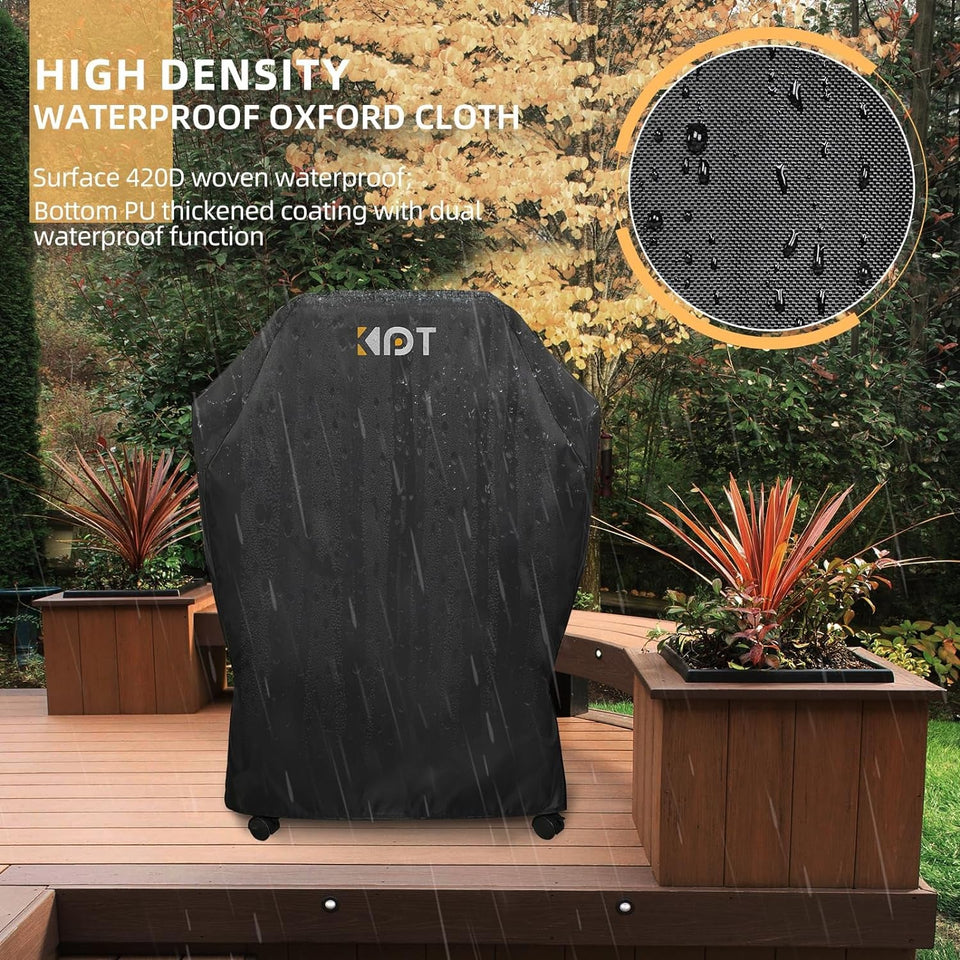 30 Inch Grill Cover - 420D Light Waterproof Grill Cover for Outdoor Grill. BBQ Cover with Air Vents. Straps. UV & Fade Resistant. Gas Grill Covers for Weber. Nexgrill. Char Broil. Etc. Black