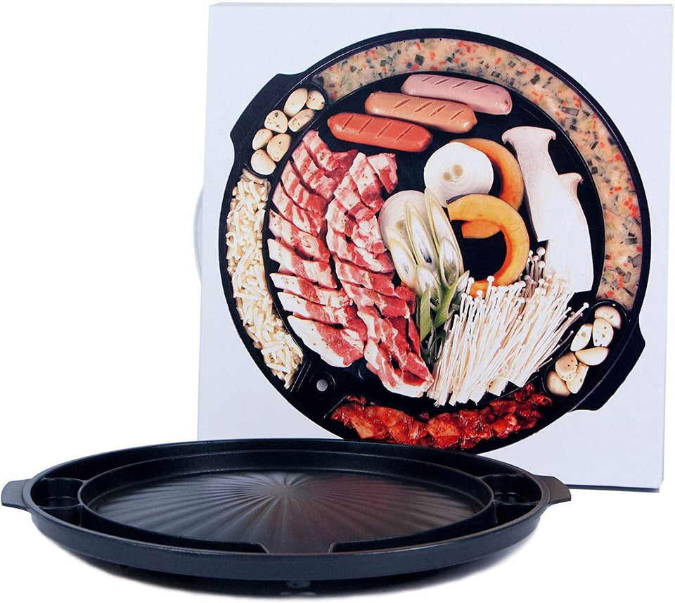 - Master Grill Pan. Korean Traditional BBQ Grill Pan - Stovetop Nonstick Indoor/Outdoor Smokeless BBQ Cast Aluminum Grill Pan