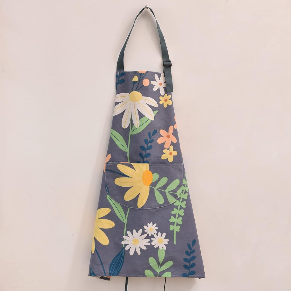 2 Pack Floral Apron for Women with Pockets. Adjustable Cotton Chef Aprons for Kitchen. Cooking. BBQ & Grill
