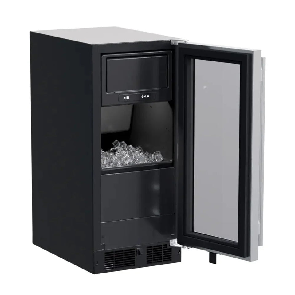 15 Marvel Outdoor Built-in Clear Ice Machine. Factory Installed Pump. Solid Stainless Steel Door. Reversible Hinge