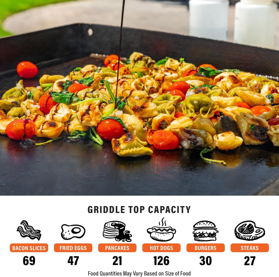 36 Inch Gas Griddle Cooking Station 4 Burner Flat Top Gas Grill Propane Fuelled Restaurant Grade Professional 36 Outdoor Griddle Station with Side Shelf (1554)