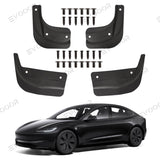 2024 Tesla Model 3 Highland Mud Flaps Splash Guards Front Rear Mudguard Kit. No Drill Fender(4 Pcs)