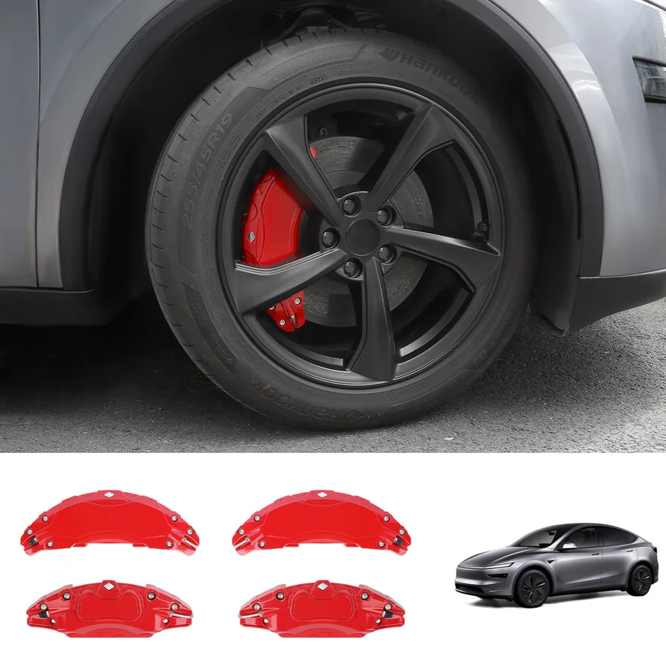 Set of 4 Red Brake Caliper Covers for Tesla Model Y - Enhanced Style for 2025+ Models