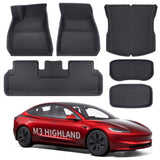 2024+ Model 3 Highland All Weather XPE Interior Floor Mats Cargo Liners Set for Tesla