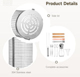 2 PCS Rolling Grilling Baskets for Outdoor Grill BBQ. Stainless Steel Cylinder Grill Mesh Barbeque Grill Accessories. Outdoor round BBQ Stainless Steel Grill Basket Campfire Grill Grid