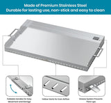 28 Inch Stainless Steel Flat Top Gas Grill Griddle Replacement for Blackstone 2-Burner Propane Fueled Grill Improved New Rear Grease Management System (Improved Version)