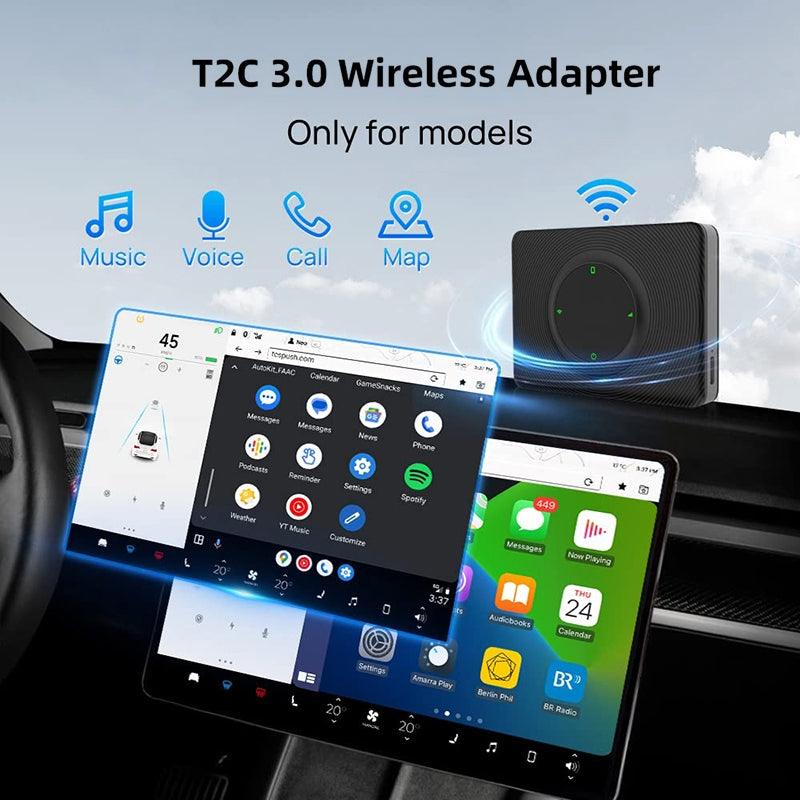2024 Tesla Model 3/Y (2018-2024) Wirelessly Connect Apple Carplay on Tesla Main Screen ( iOS 10+/Android 11+)