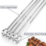 12PCS Kabob Skewers Flat Metal Stainless Steel BBQ Barbecue Skewer 16 Anti-Roll Heavy Duty Shish Kebob Sticks Wide Reusable Grilling Skewers Set for Meat Shrimp Chicken Vegetable Kebab Fork Sausage…