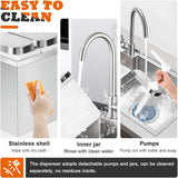 3.2Quart Condiment Pump Station Stainless Steel Sauce Dispenser Pump Condiment Pump Dispenser with 3 of 1.1 Quart Jars