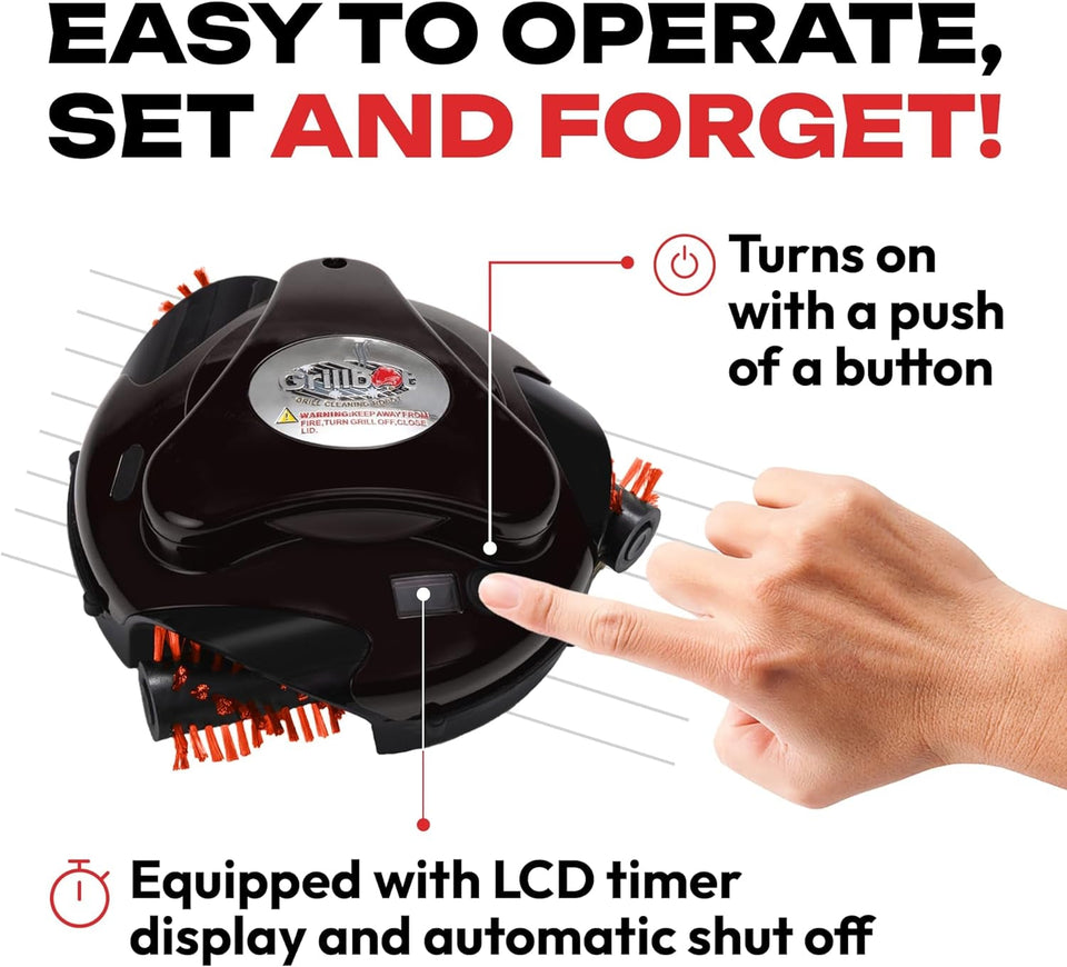 Grillbot Automatic Grill Cleaning Robot with Nylon Brushes. BBQ Grill Cleaner. Grill Brush. Grill Scraper. BBQ Accessories (Red Grillbot + Carry Case)