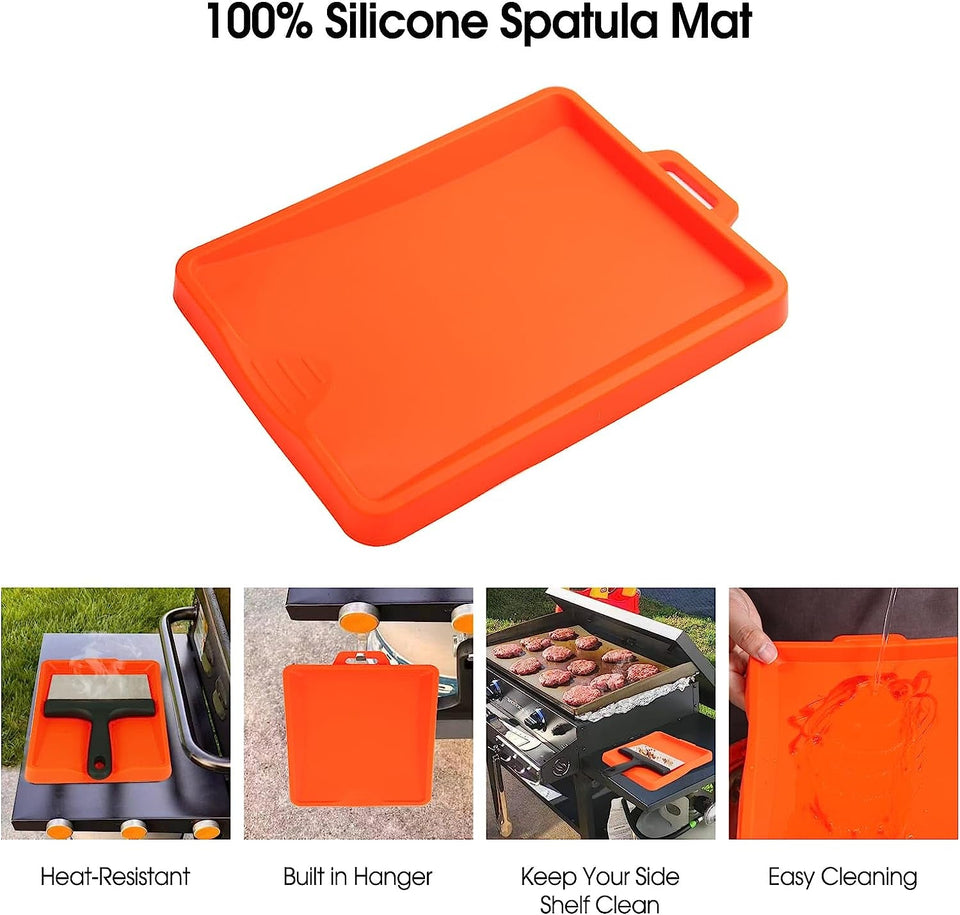 Upgraded Griddle Cleaning Kit for Blackstone 18 Pieces Flat Top Grill Accessories Cleaner Tool Set with Scraper. Heat-Resistant Silicone Spatula Mat with Hanger. Cleaning Brick. Scouring Pads