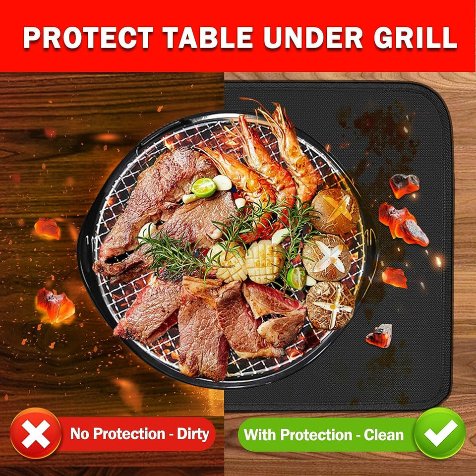24 X 31 Grill Mat Fireproof for Outdoor Grill Protecting Prep Barbecue Table - Heat Resistant BBQ Tabletop Grilling Griddle Pad. Easy to Clean & Storage - Waterproof & Foldable. 0.6Mm