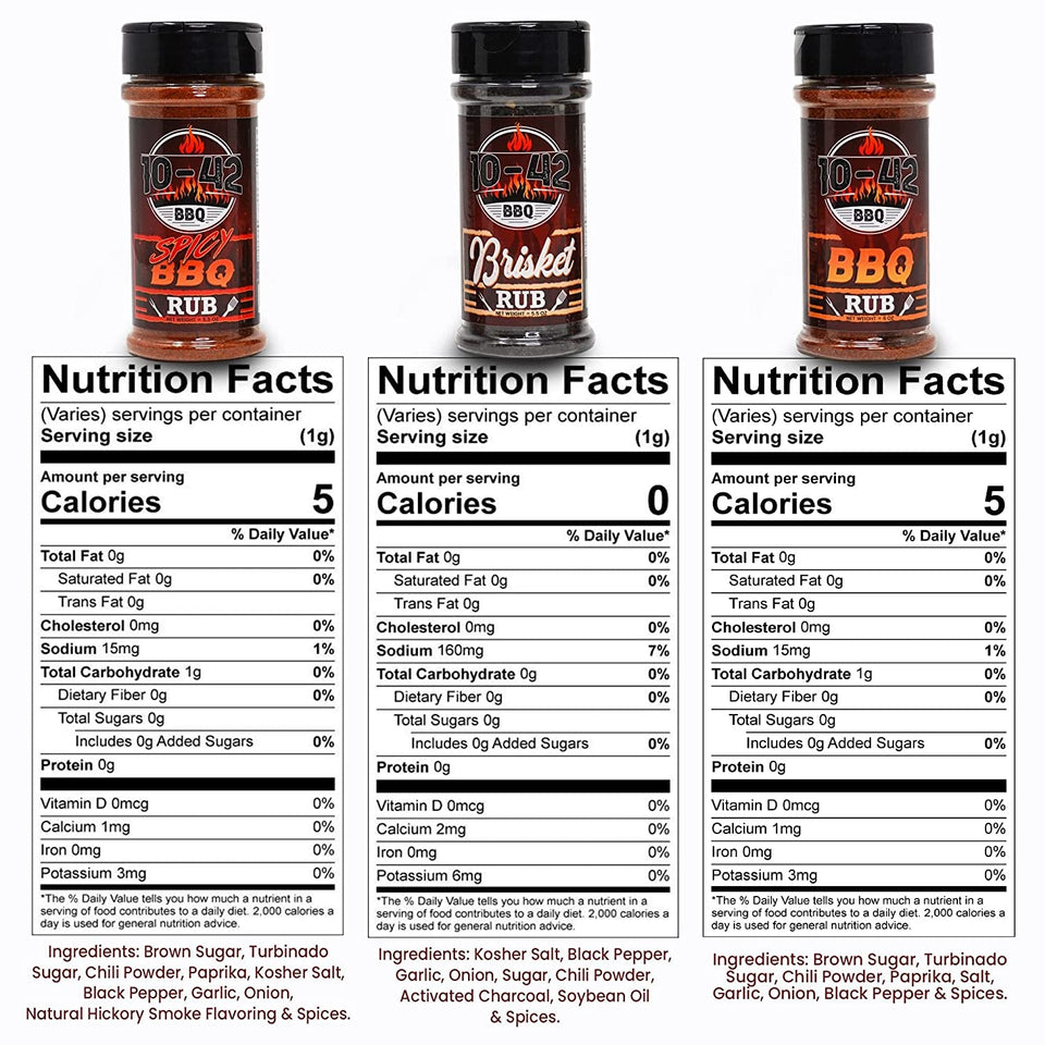 10-42 BBQ Brisket Rub | All-Natural Spice Seasoning for Steak. Rib. Beef Brisket | Barbecue Meat Seasoning Dry Rub | BBQ Rubs and Spices for Smoking and Grilling | No MSG. 5.5.Oz Bottle