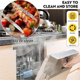 10PCS Kabob Skewers for Grilling.3.Double and Single Pronged Grilling Accessories.304 Stainless Steel Metal Skewers for Kabobs with Push Bar for Quick Release.With Storage Bag and Oil Brush