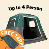 2-Step Cabin Tent – Petite taille + Bâche de camping OFFERTE (jusqu'à 4 personnes. FR).