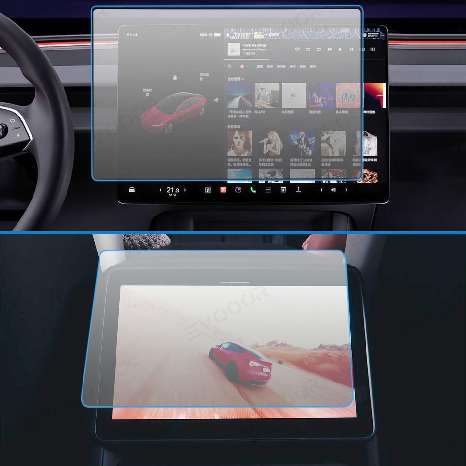 2024 Model 3 Highland Dashboard Screen & Second Row Seat Screen Protector Tempered Film Fully Covers For Tesla