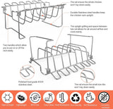 3 in 1 Extra Large Rectangle Rib Rack&Chicken Leg Rack with Brush. Stainlesss Steel Roasting Rack with 2 Handle for Smoker. Oven and Grill. Holds up to 5 Ribs. Easy to Use&Clean