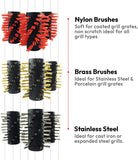 Automatic BBQ Grill Cleaning Robot Replacement Brush - Grill Cleaner Parts. Grilling Accessories. Wire Brush Tool. Metal Brush - Set of 3 Each Stainless Steel. Nylon and Brass Variety Pack