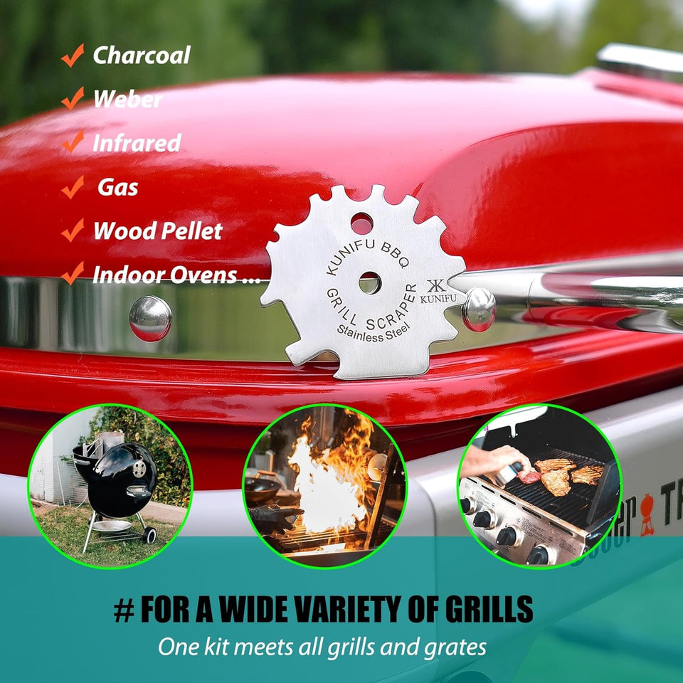 KUNIFU BBQ Grill Scraper. Stocking Stuffers. Bristle-Free for Griddle. Kitchen Gadgets Cleaner. Camping Accessories. Ideal Gifts for Christmas. for Men. Dad. Husband. Boyfriend. Fathers Day