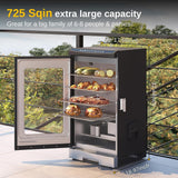 30 Digital Electric Smoker with Glass Door and Extra Long Constant Smoking. 725 Sq Inches. 4 Detachable Racks Outdoor Smokers for Party. Home BBQ. Backyard