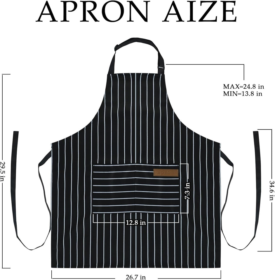 2 Pack Apron - Unisex. Adjustable Bib Kitchen Apron. Cooking Apron. Aprons for Women Men with Pockets. Chef Aprons
