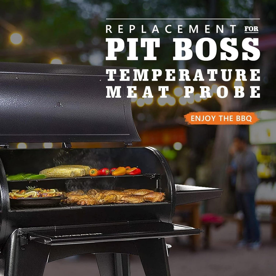 2-Pack Temp Meat Probe Replacement for Pit Boss Pellet Grills and Smokers. 3.5Mm Plug Thermometer Probes with 2 Pack Probe Grommets and Probe Clips