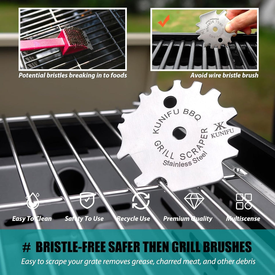 KUNIFU BBQ Grill Scraper. Stocking Stuffers. Bristle-Free for Griddle. Kitchen Gadgets Cleaner. Camping Accessories. Ideal Gifts for Christmas. for Men. Dad. Husband. Boyfriend. Fathers Day