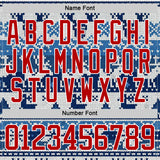Custom Blue Red-White 3D Christmas Ugly Sweater Hockey Lace Neck Jersey