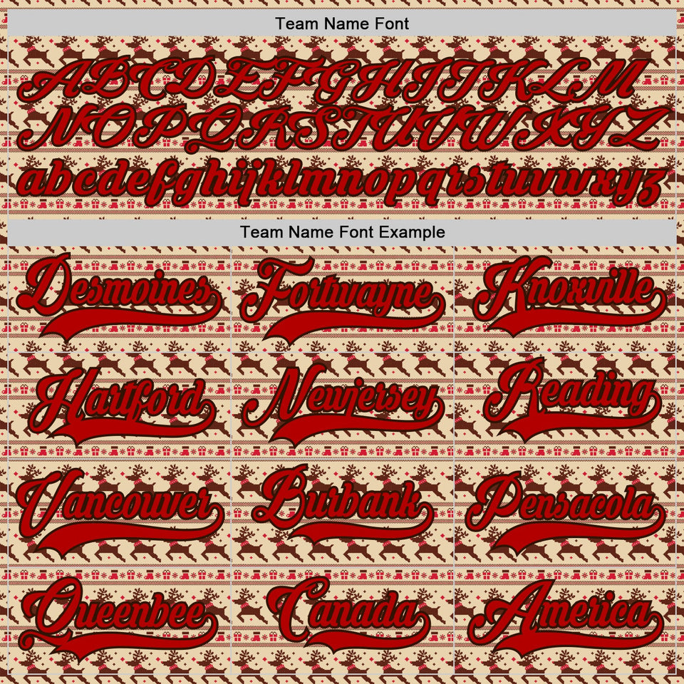 Custom City Cream Red-Brown 3D Christmas Hockey Lace Neck Jersey
