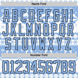 Custom White Light Blue-Black 3D Christmas Ugly Sweater Hockey Lace Neck Jersey