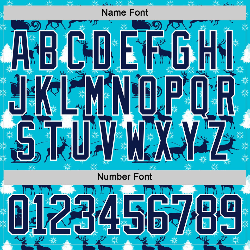 Custom Lakes Blue Navy-White 3D Christmas Hockey Lace Neck Jersey