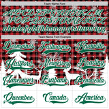 Custom Red Kelly Green-White 3D Christmas Plaid Hockey Lace Neck Jersey