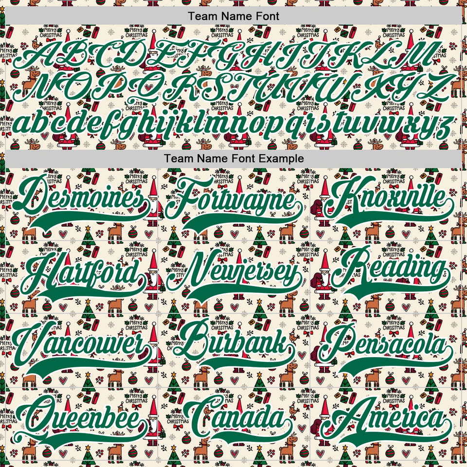 Custom Cream Kelly Green-White 3D Christmas Hockey Lace Neck Jersey