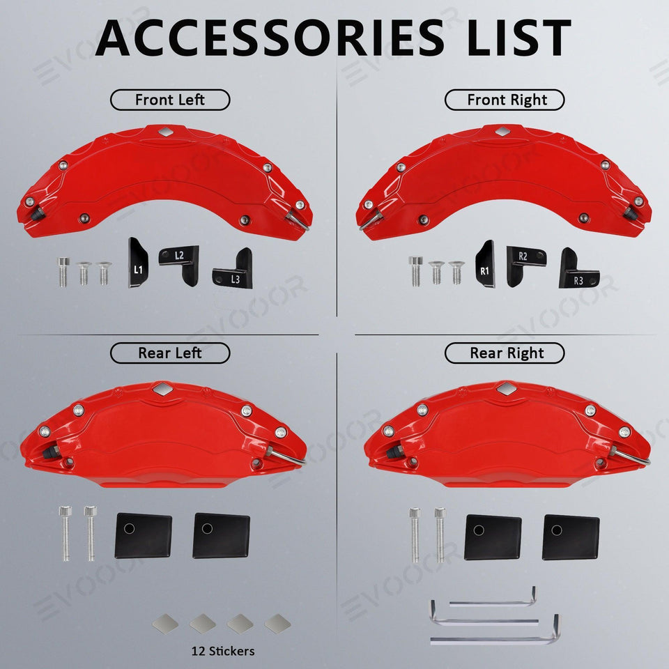 Red Tesla 2021-2023 Model S/X Brake Caliper Covers (4Pcs)