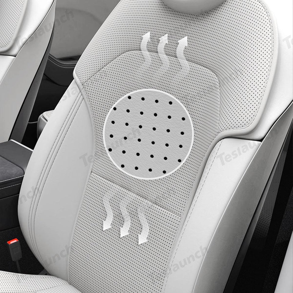 Napa Leather Seat Cushion Set – All-Season Ventilated Comfort for Tesla Model Y Juniper 2025+ (7-Piece Set)