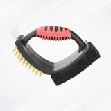 Grill Brush for Outdoor Grill. Brass Grill Cleaning Brush BBQ Cleaning Brush for Outdoor Grill. Multifunctional with Brass Bristle Scouring Pad and Scraper Grill Cleaner Brush and Scraper